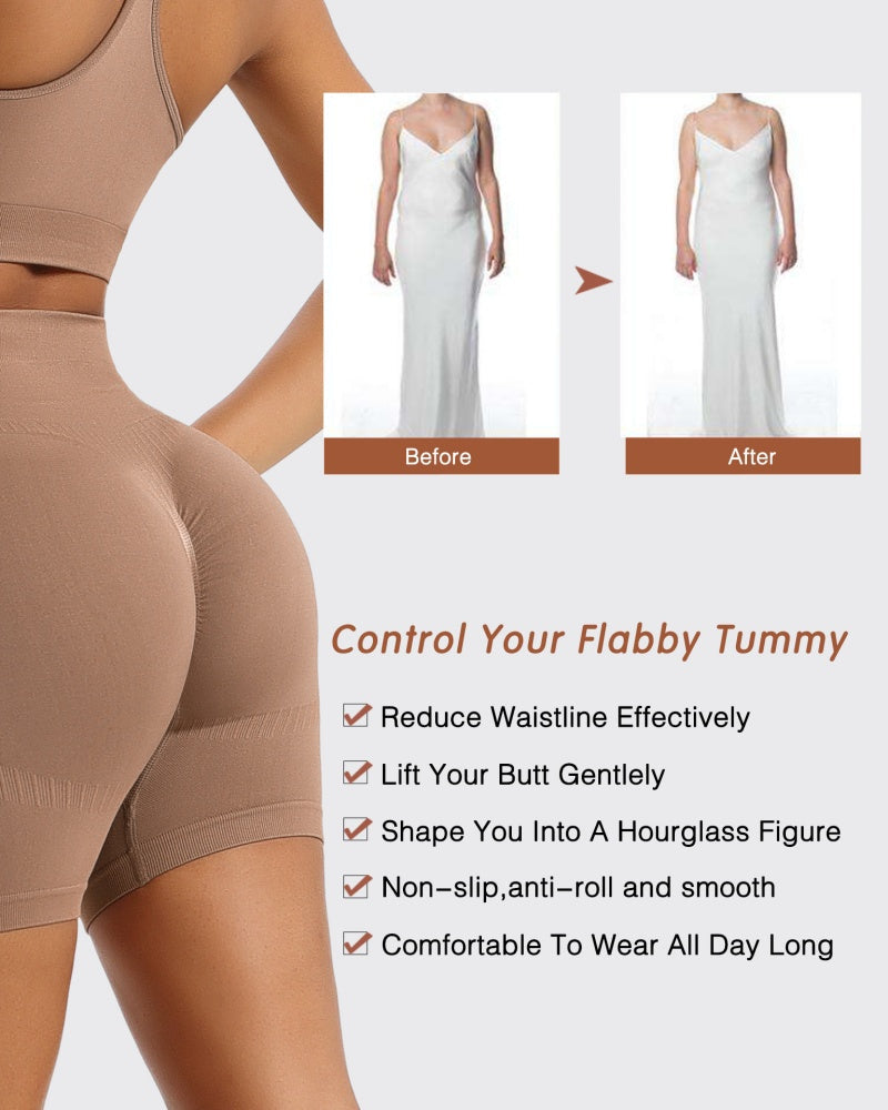 Mid-rise Tummy Control Hip Lift Thin Style Shaping Shorts  - By Qivii