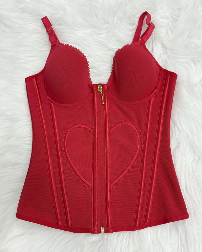 Shapshe® Fajas Colombianas Love Pattern Corset Top Zipper Waist Trainer