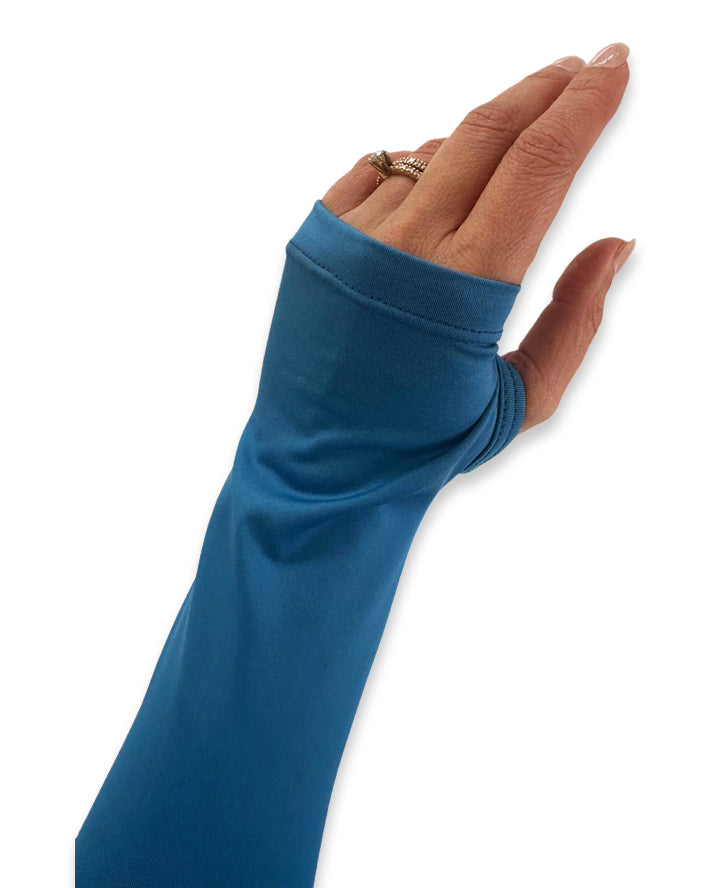 Shapshe® Blue Long Sleeve Built In Shapewear Tummy Cotrol Girdle Swimsuit  - By Qivii