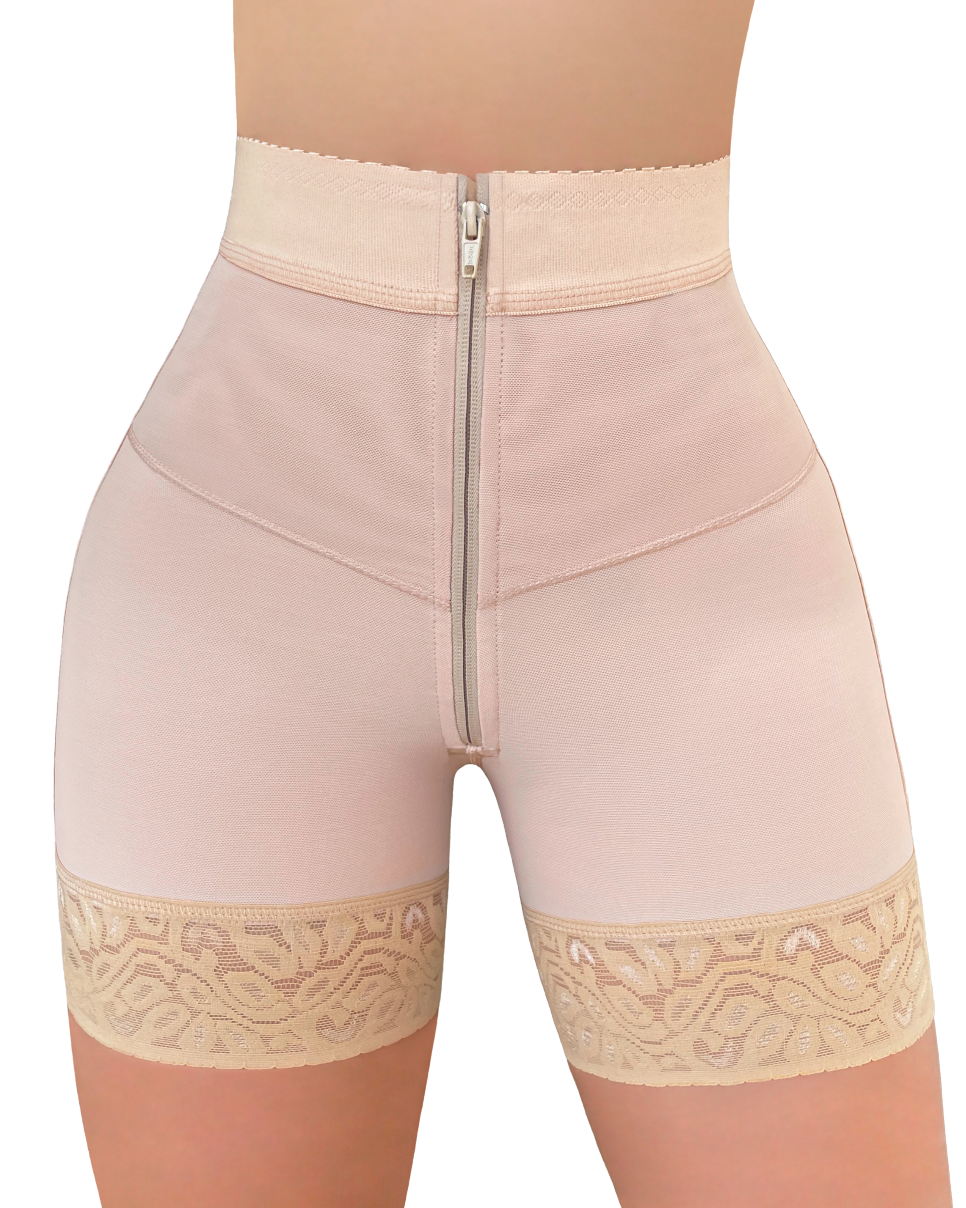 Butt Lifting Shapewear Hook Zipper Closure Tummy Control Shorts  - By Qivii