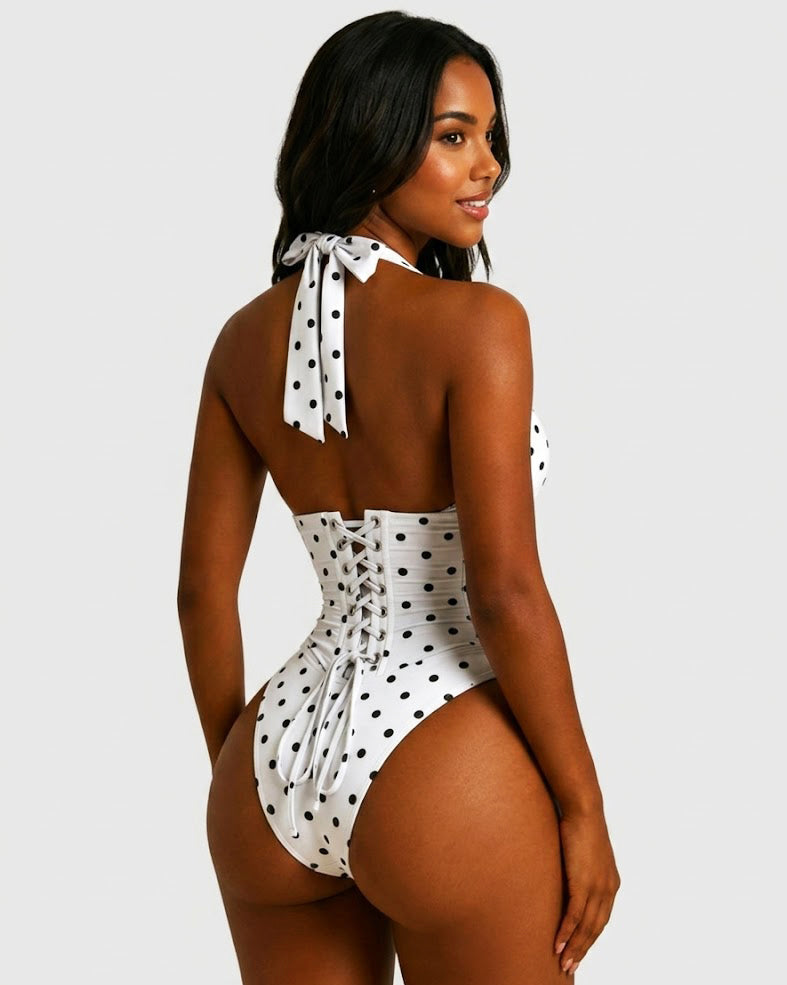 Hourglass Corset Body Shaper Waist Cincher Swimsuit Two-Piece Set  - By Qivii
