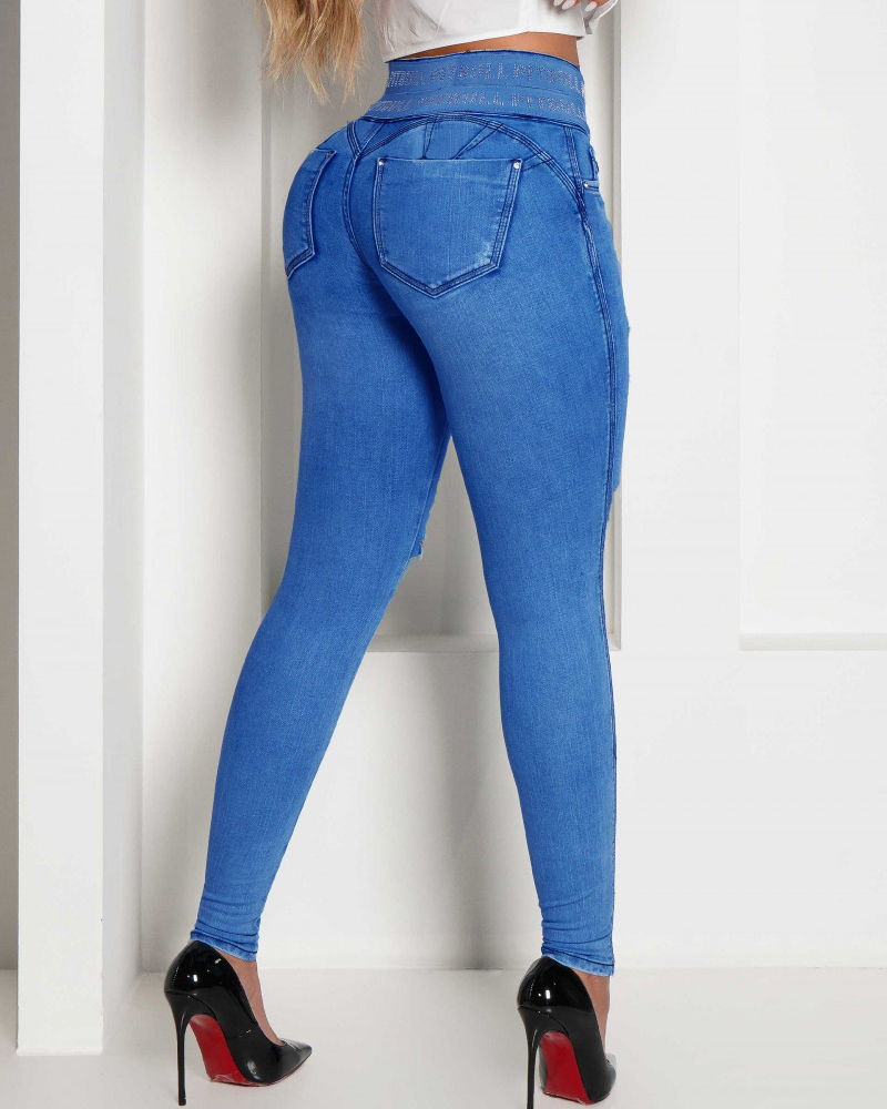 Shapshe® High-Waisted Butt-Lifting Tummy Skinny Ripped Jeans  - By Qivii