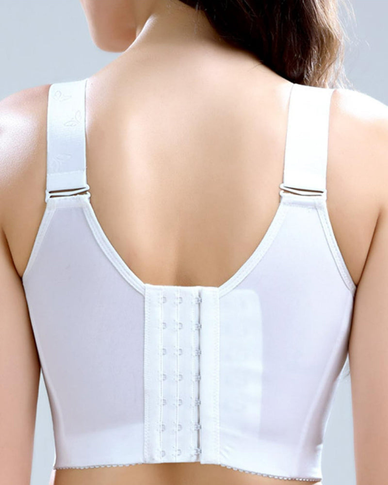 Women Side Support Longline Corset Wire-free Push Up Bra Adjustable Wide Straps  - By Qivii