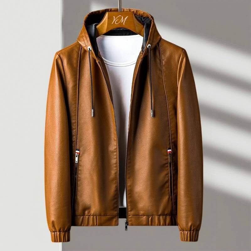 Aspen Hooded Leather Jacket  - By Qivii