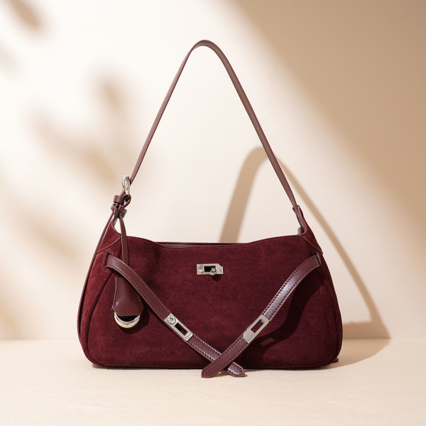 Ounamei Suede Leather Purse for women | Elegant Handbag, Crossbody & Shoulder Bag