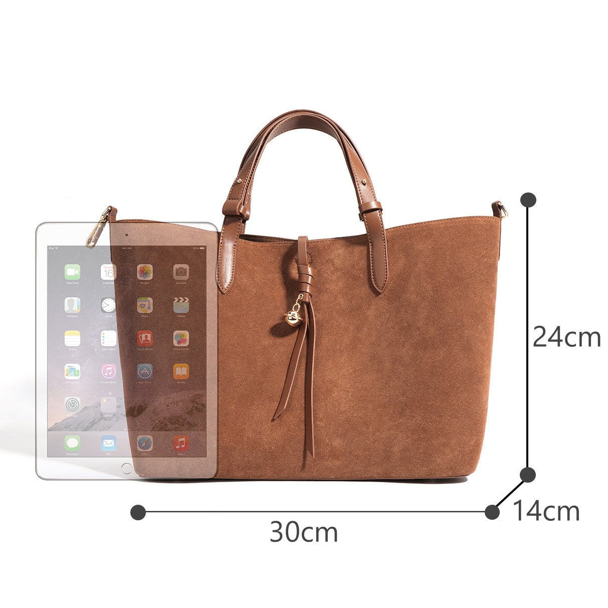 Ounamei Genuine Leather Suede Tote Bucket Bag for Women | Large Capacity Retro Shoulder & Handbag, Elegant Autumn Winter Design