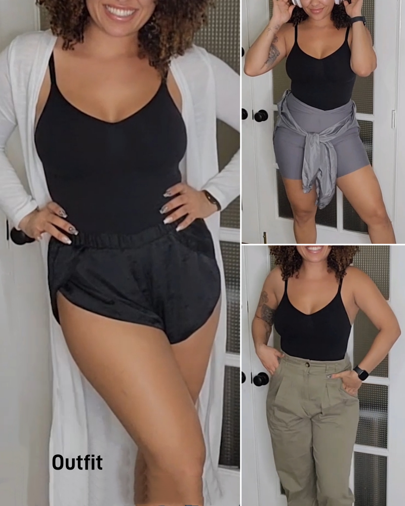 Seamless Round Neck Tummy Control Thong Tank Top Body Shaper Bodysuits  - By Qivii