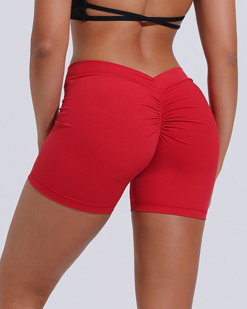 V Back Push Up High waist  hip lifting Workout Yoga Shorts  - By Qivii