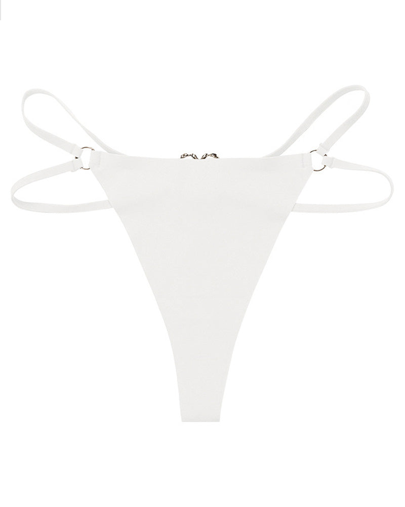 Women's Seamless Thong Low Waist Metal Ring Sexy Temptation Intimates T Pants  - By Qivii