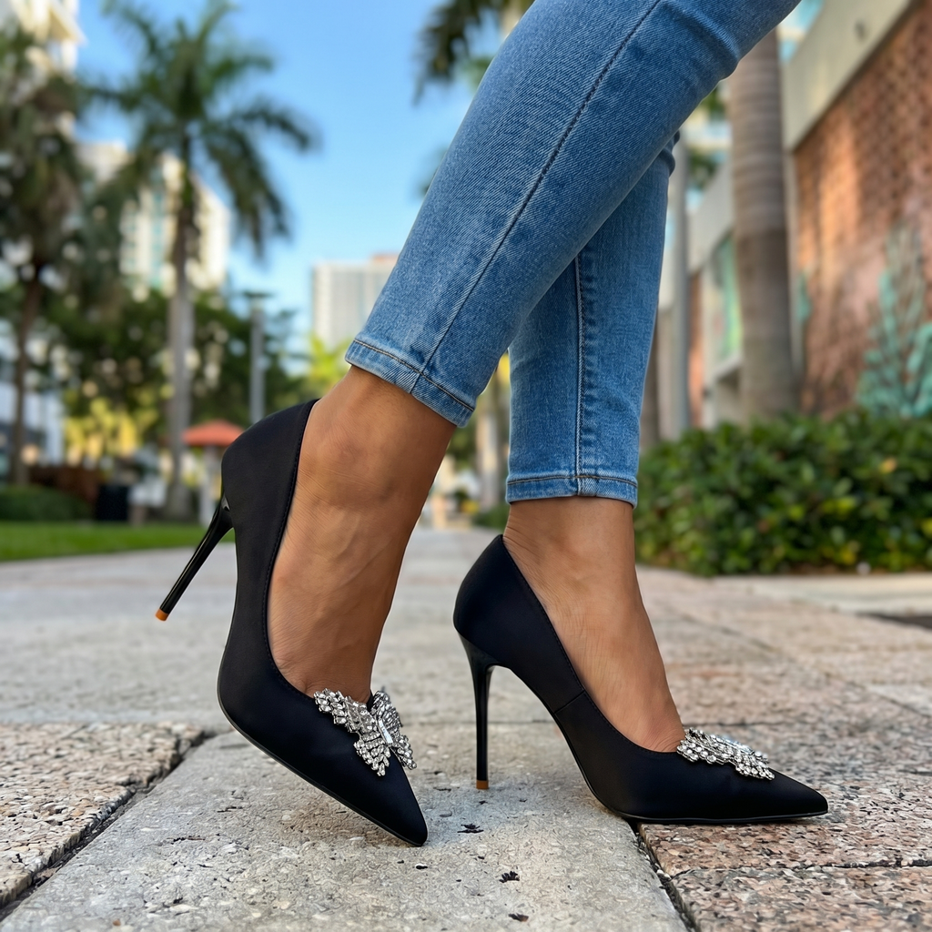 Patricia Crystal Bow Pumps