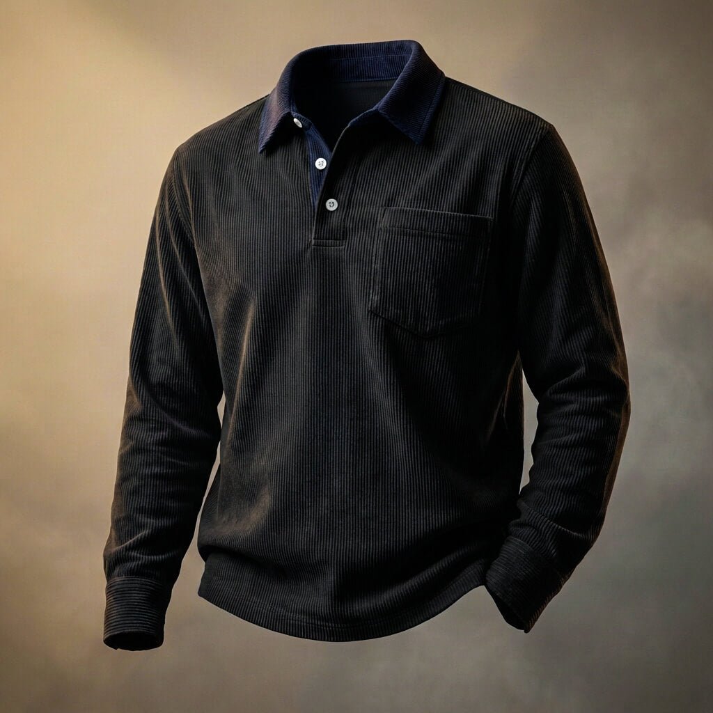 Scott Corduroy Long Sleeve Polo  - By Qivii