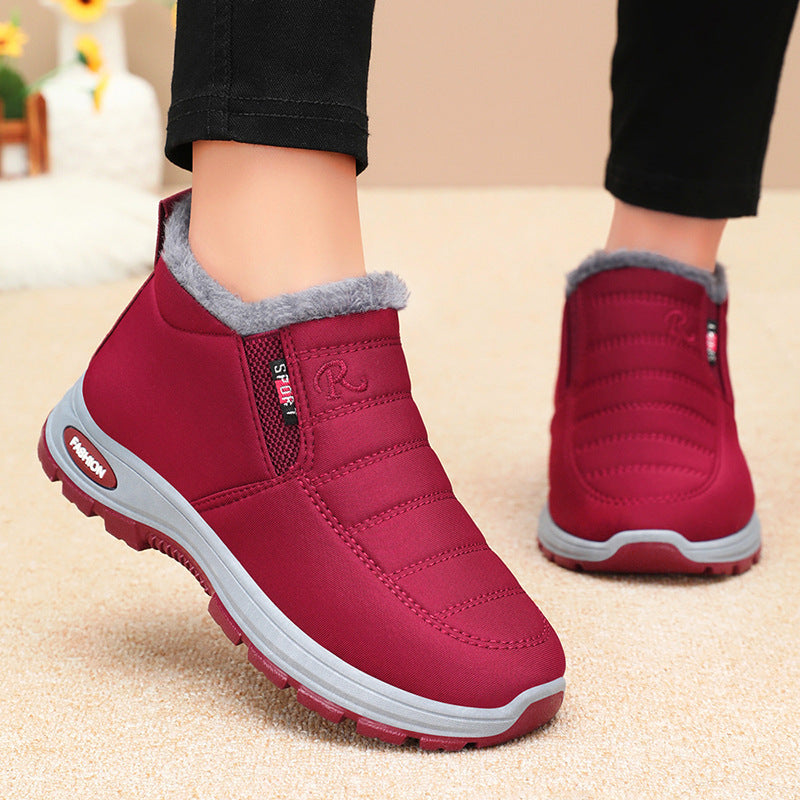 Red Women's Lunwick Winter Ankle Boots by Bootara with plush lining, side zipper, and cushioned sole, available in US sizes 4-12.5.