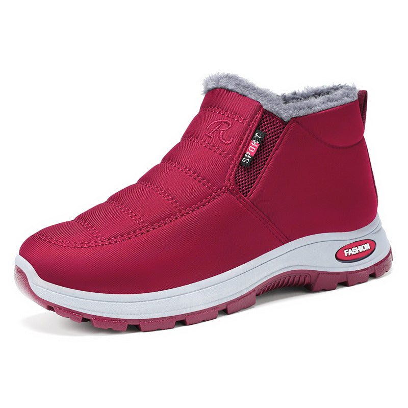 Red Women's Lunwick Winter Ankle Boots by Bootara with plush lining, side zipper, and cushioned sole for cozy winter comfort.