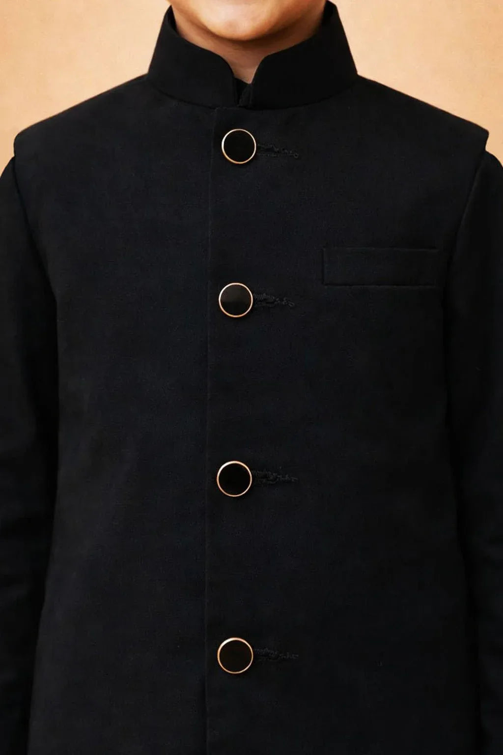 Boys Imported Suiting Solid Nehru Jacket Kurta Patiala Dupatta Set