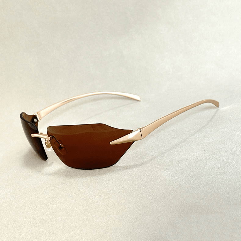 Golden Rimless Shades  - By Qivii