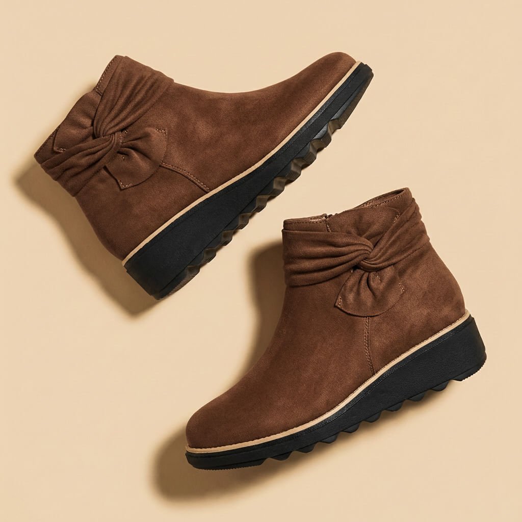 Penelope Suede Bow Boots  - By Qivii