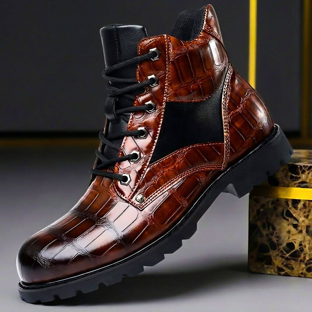 Chase Embossed Leather Boots  - By Qivii