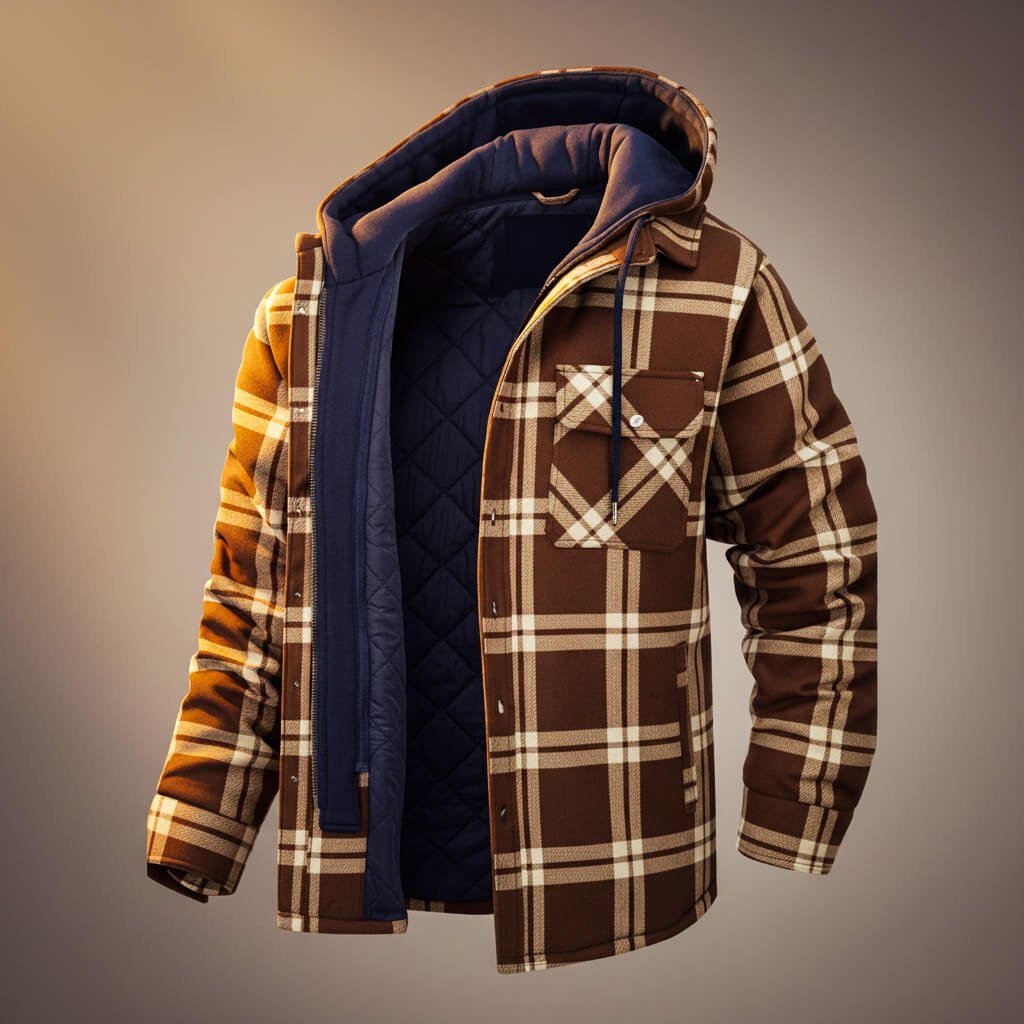 Sawyer Hooded Plaid Jacket  - By Qivii