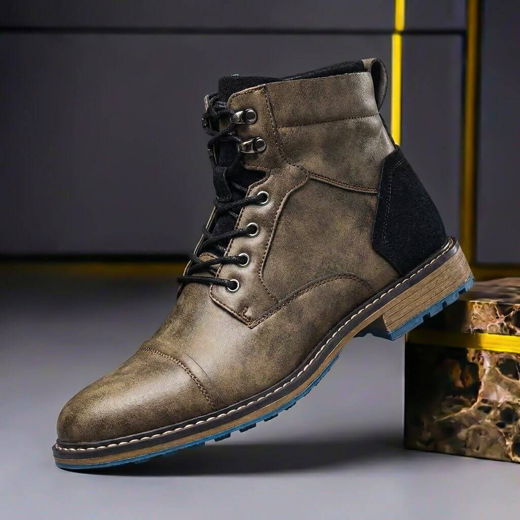 Jake Two-Tone Leather Boots  - By Qivii