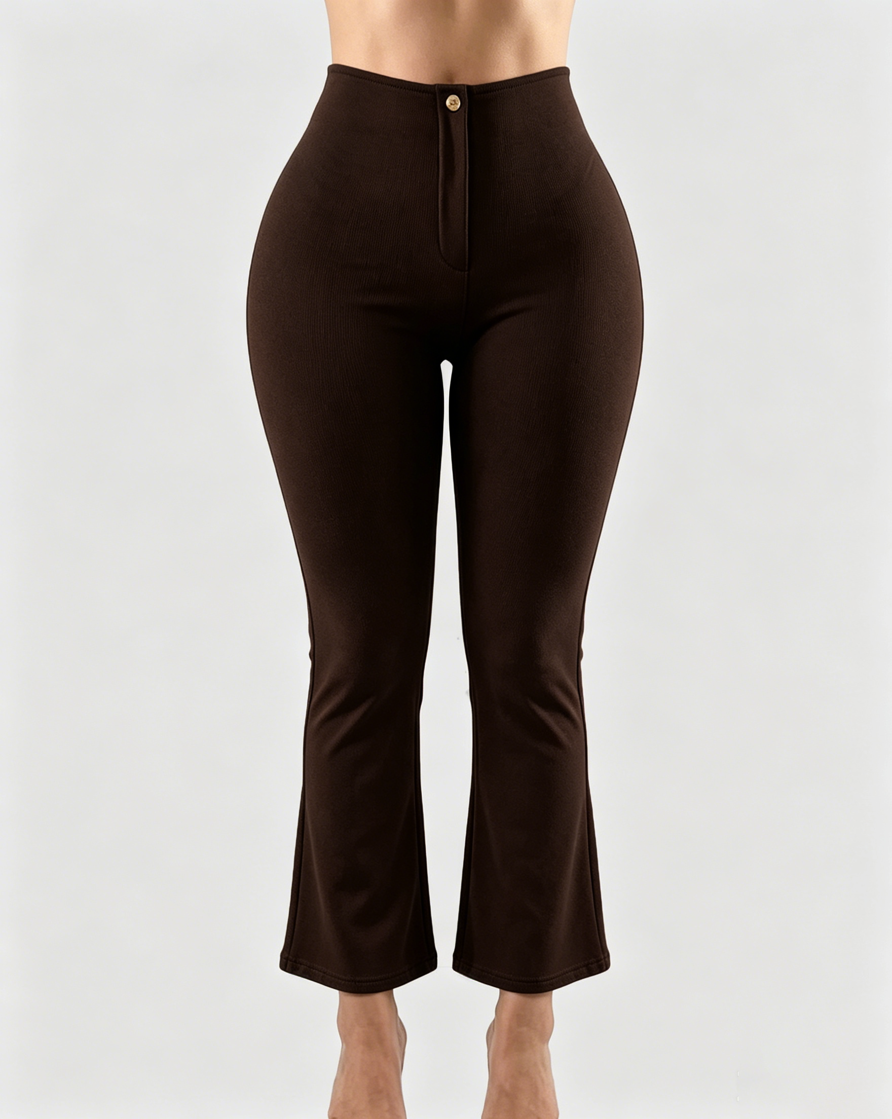 High Waist Butt Lifting Solid Black Slim Fit Flare Pants  - By Qivii