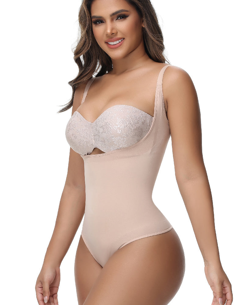 Shapshe® Seamless Tummy Control Thong Body Shaper High Waisted Girdle Butt Lifter Bodysuit  - By Qivii