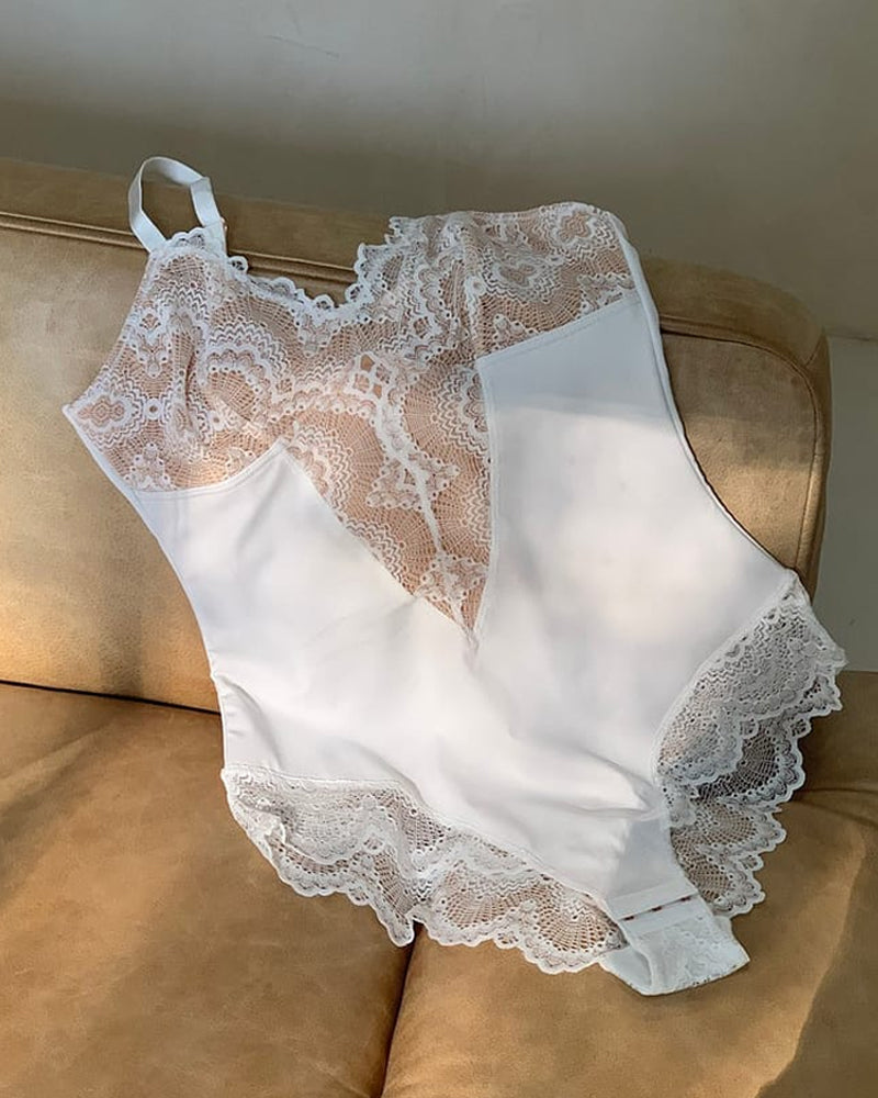 Sculpting One Piece Lace Shapewear Bodysuits  - By Qivii