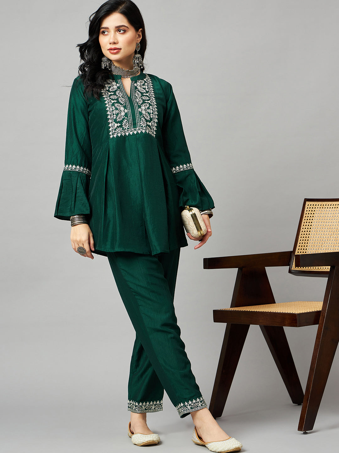 GREEN CHINON WESTERN SHORT TOP - BY QIVII