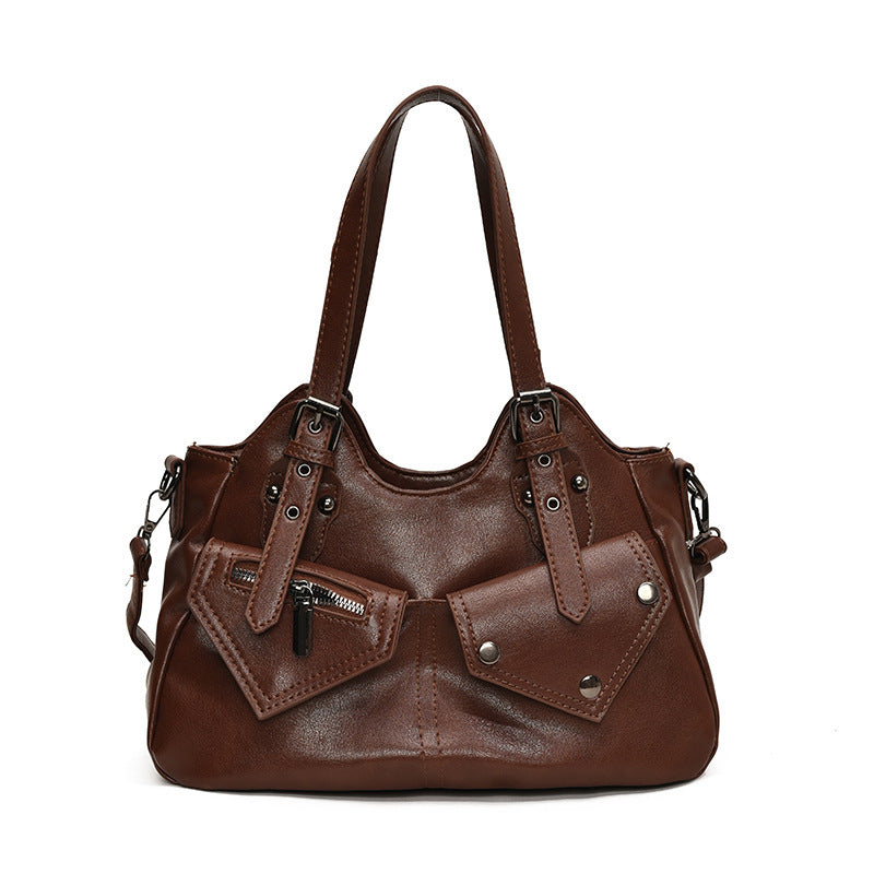 Women's Road Rebel Tote - Retro Moto-Inspired Convertible Carryall with Industrial Hardware