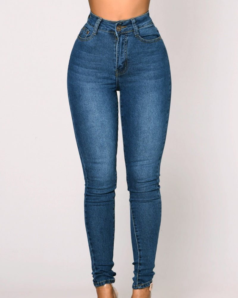 High Waist Elastic Tummy Control and Hip Lift Skinny Jeans  - By Qivii