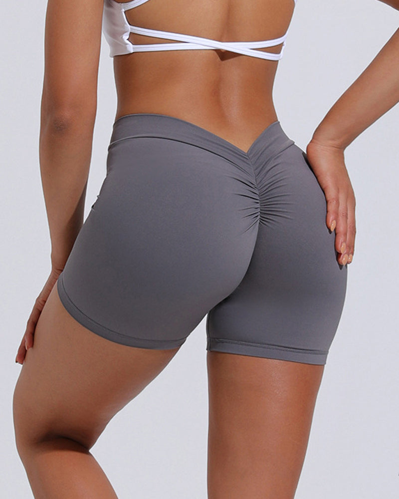 V Back Push Up High waist  hip lifting Workout Yoga Shorts  - By Qivii