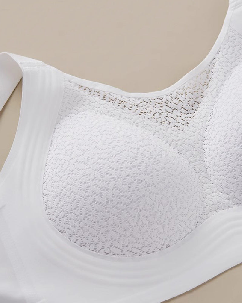 Women's Wireless Lace Anti-Sagging Bra Minimizer Thin Breathable Plus Size Underwear  - By Qivii