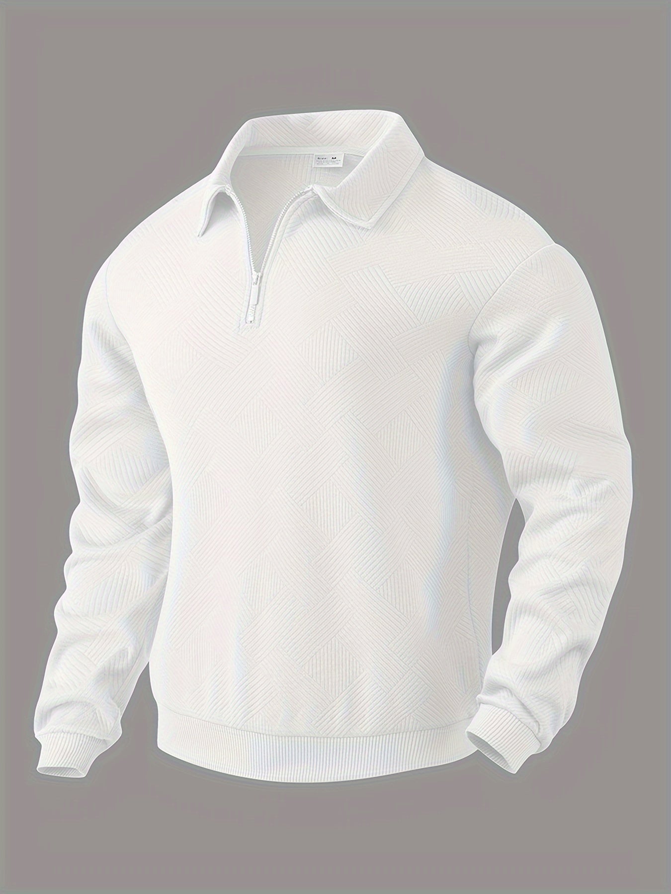 James™ - Vintage Geometrisch Ontwerp Sweater Met Rits  - By Qivii