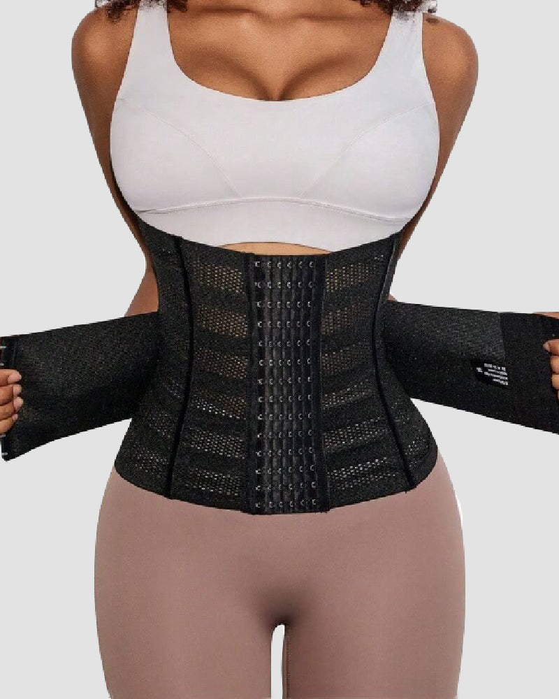 Hollow Breathable Double Belt Waist Trainer Tummy Control Slimming Sports Corset  - By Qivii