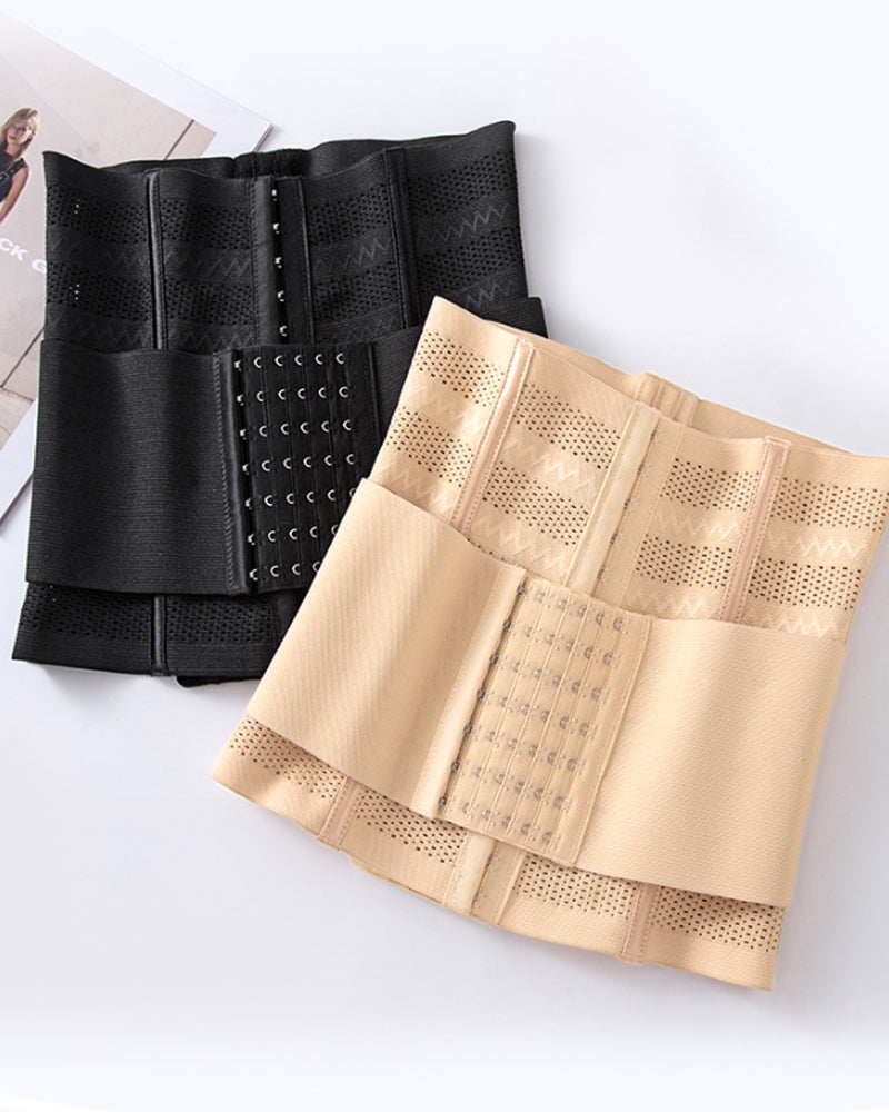 Hollow Breathable Double Belt Waist Trainer Tummy Control Slimming Sports Corset  - By Qivii