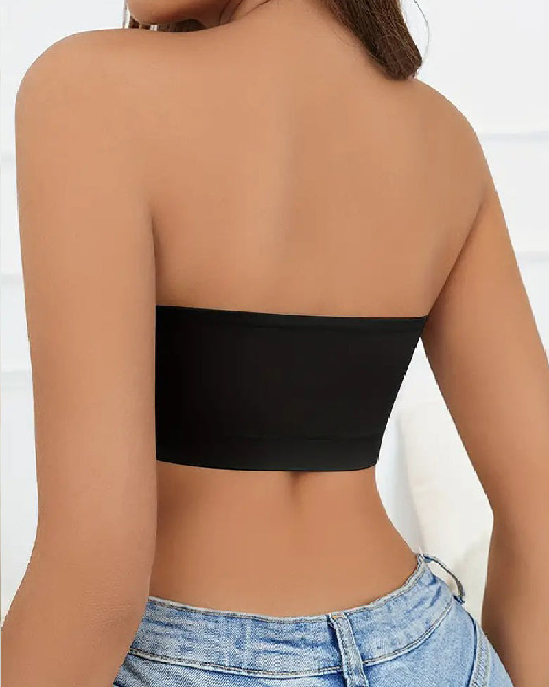 Wireless Strapless Bandeau Bra Seamless Stretch Non Padded Push Up Bralette  - By Qivii