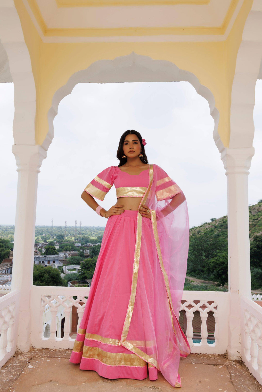 Calypso Coral Pink Lehenga Set - qivii