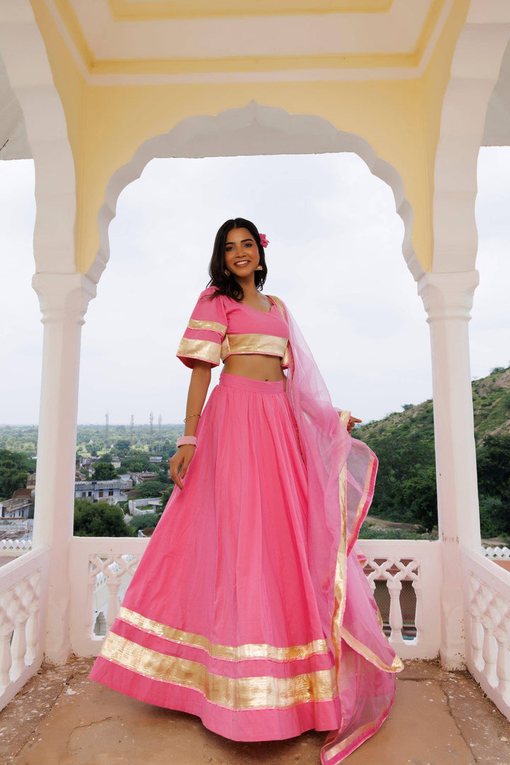 Calypso Coral Pink Lehenga Set - qivii