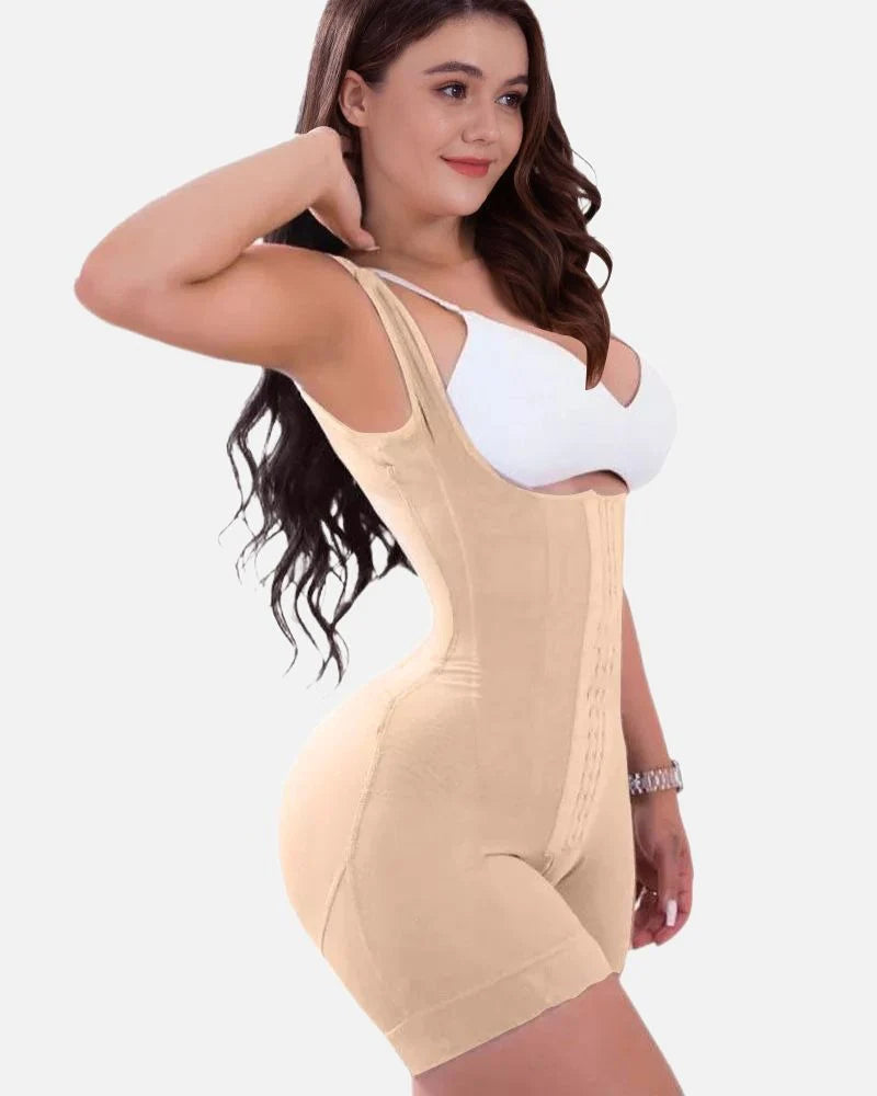 Shapshe® Firm Compression Tummy Control Shapewear Adjustable Bodysuit Hook and Eye Closure  - By Qivii
