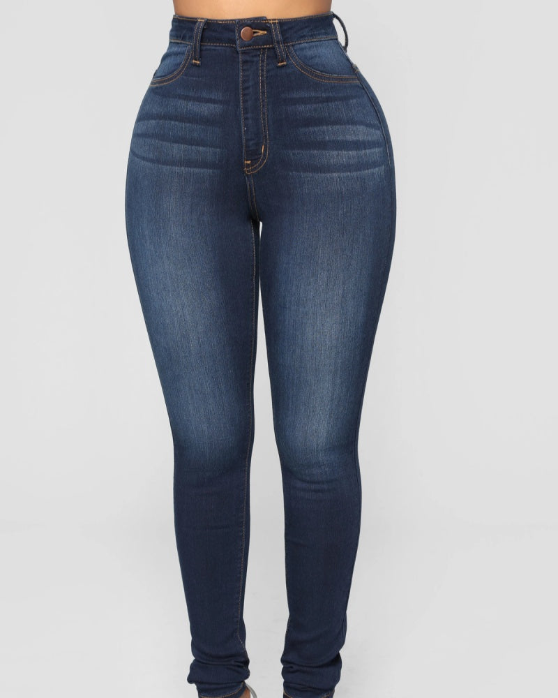 High Waist Elastic Tummy Control and Hip Lift Skinny Jeans  - By Qivii