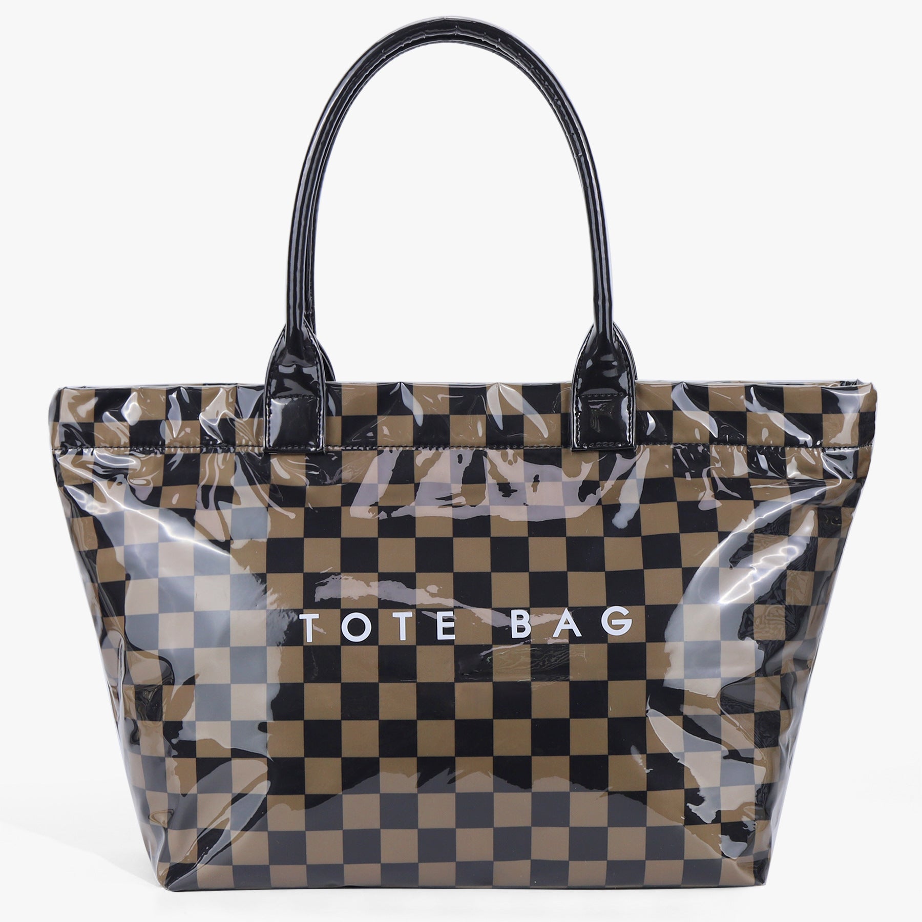 Ounamei Large Capacity PVC Checkered Tote Bag for Women | Waterproof Canvas Work Tote Fits 15.6-Inch Laptop