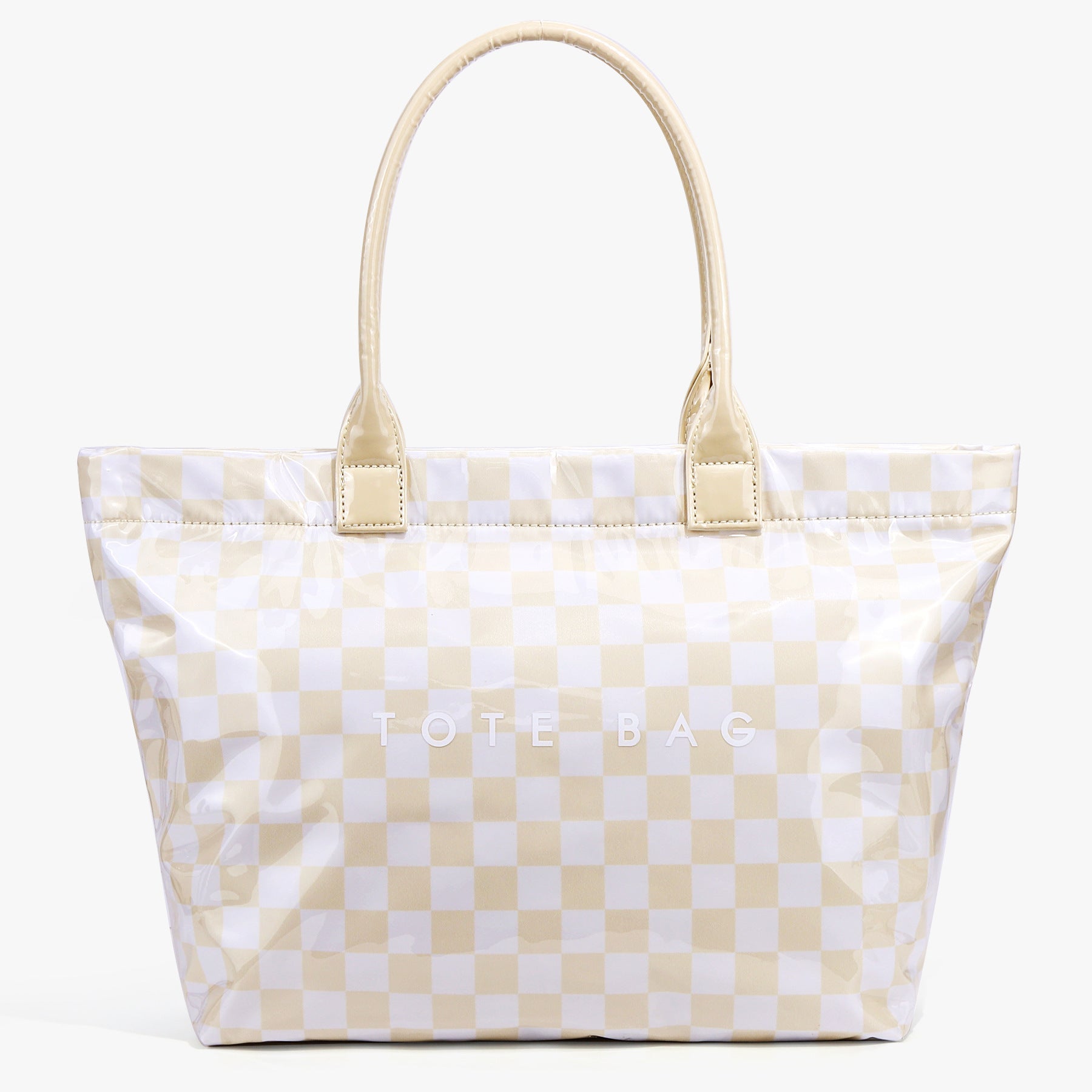 Ounamei Large Capacity PVC Checkered Tote Bag for Women | Waterproof Canvas Work Tote Fits 15.6-Inch Laptop