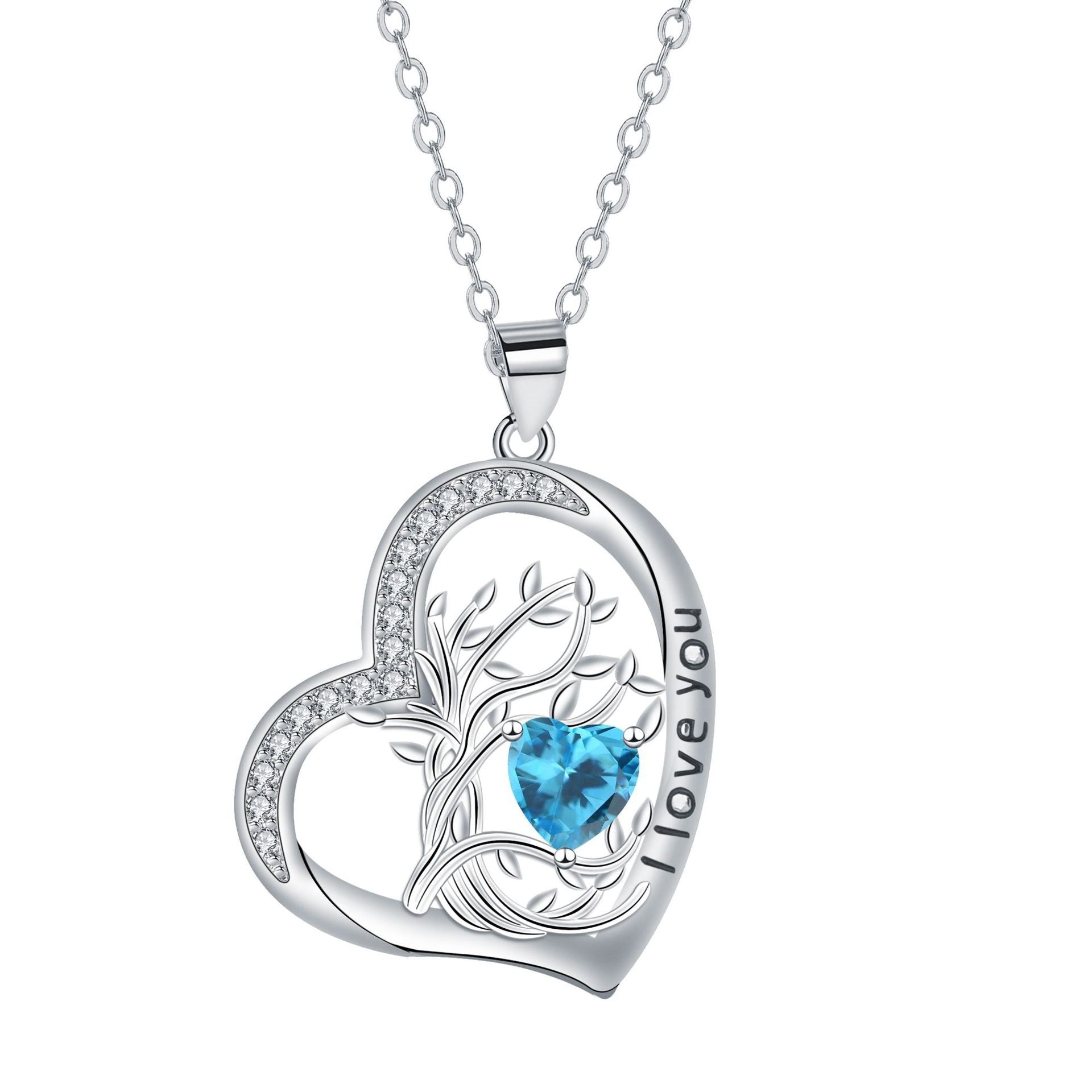 Birthstone Tree Of Life Heart Necklace