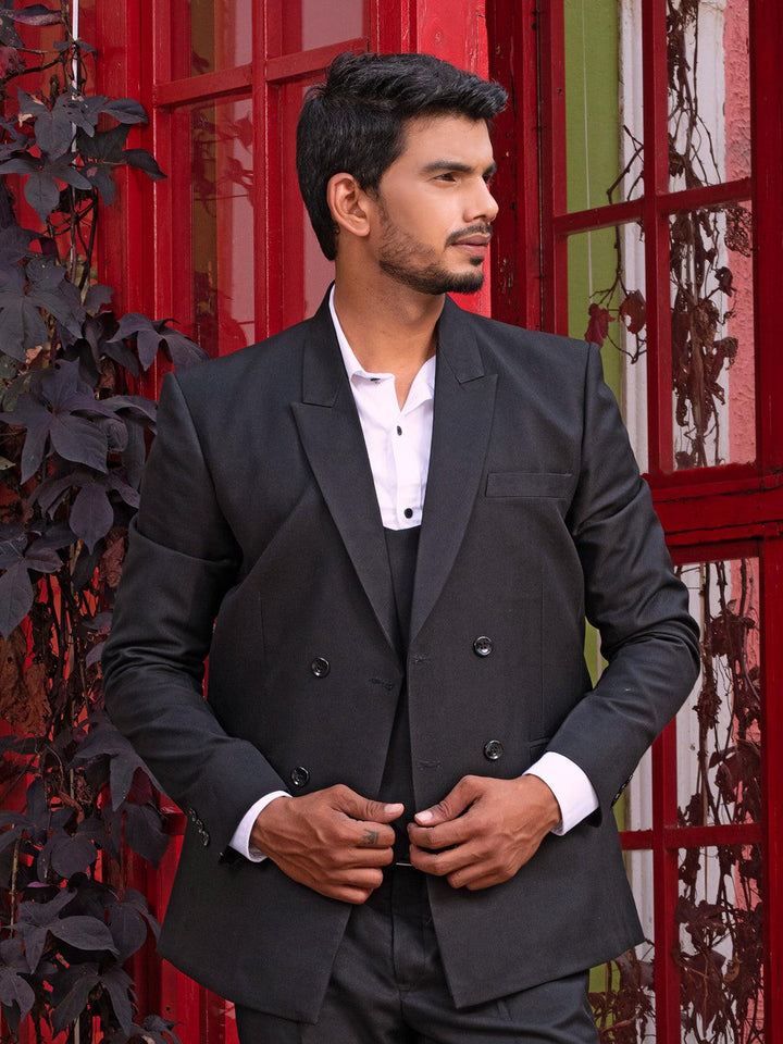 Classy Black Color Men's Double Breasted Blazer