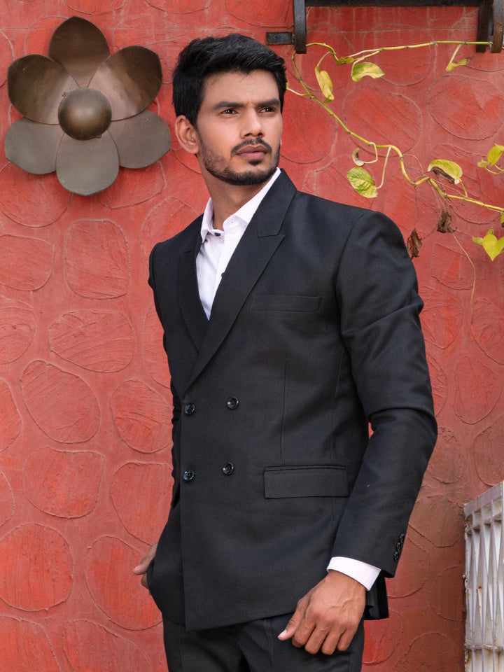 Classy Black Color Men's Double Breasted Blazer