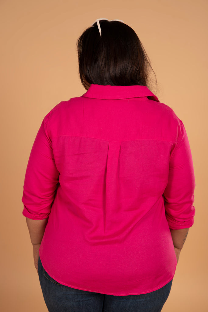 Linen Shirts (Hot Pink )