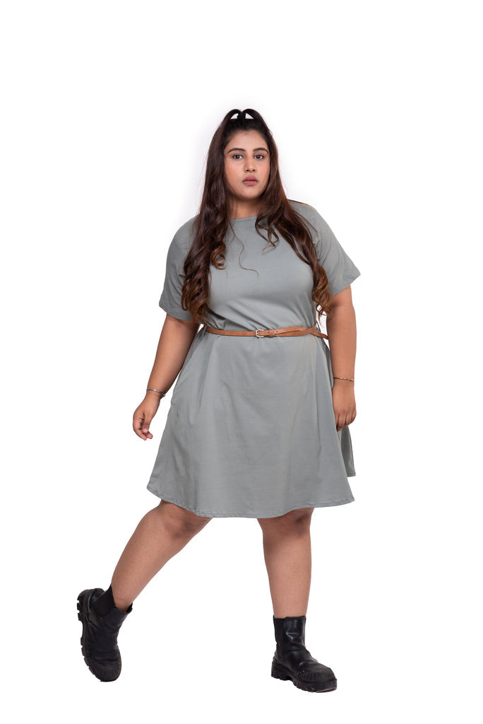 T- Shirt Dress with Belt (Grey)