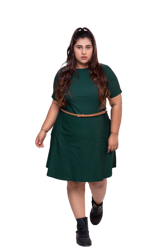 T- Shirt Dress with Belt (Dark Green)