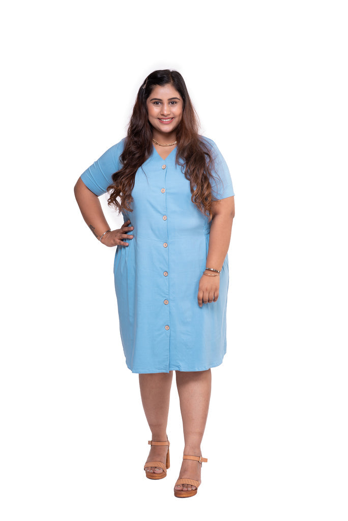 Elasticated Waist Dress (Blue)