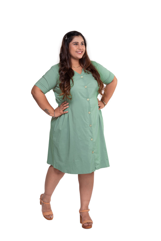 Elasticated Waist Dress (Olive Green)