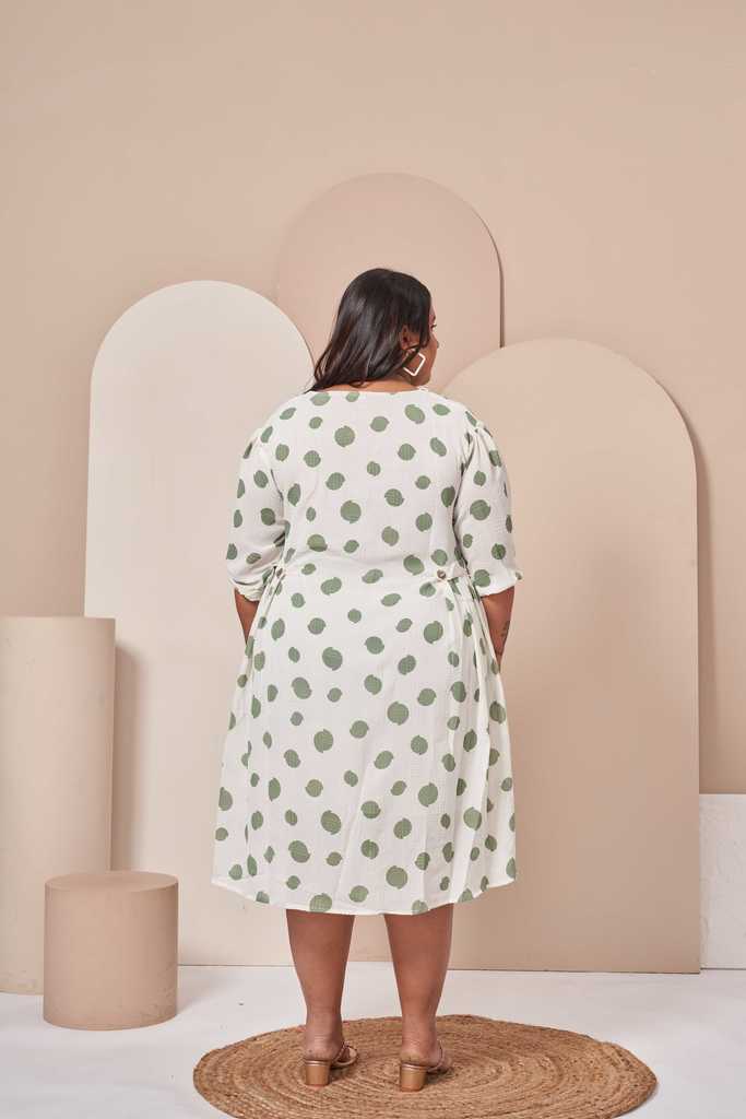 A-line Polka Dot Dress (Green)